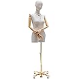 Female Dress Form Mannequin Torso Body Adjustable Height Dress Form Display Mannequin Body with Movable Universal Wheel for Clothing Dress Jewelry Display (Luxury White)