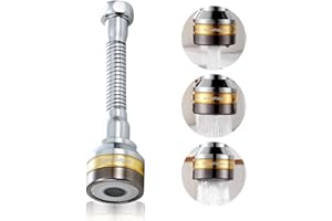 ILoveFidget Kitchen Faucet Spray Head, Solid Brass and Stainless Steel, 360 Degree Rotatable Aerator – 3 Flow Mode Adjustable, High Pressure Booster, Anti-Splash, Water Saving Faucet Sink