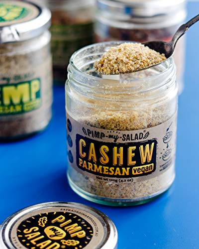 PIMP MY SALAD Vegan Cashew Parmesan Cheese Substitute | Keto, Gluten Free, Paleo, Dairy Free | Meal & Salad Toppers, Snacks Made with Whole Food Ingredients | Eco Jar | 4.2 oz - Thumbnail 3