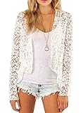 Smss Women's Spring Fashion See Through Lace Open Front Shawl Cardigan White-L