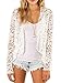 Smss Women's Spring Fashion See Through Lace Open Front Shawl Cardigan White-L