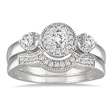1/2 Carat Antique Diamond Bridal Set in 10K White Gold
