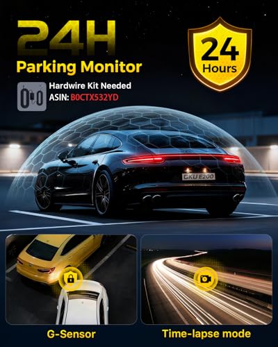 GKU 4K+4K Dash Cam Front and Rear, STARVIS 2 Sensor, 5.8GHz WiFi 6 Up to 20MB/s Download, HDR Night Vision, Dash Camera for Cars with GPS, Voice Control, 24/7 Parking Mode, 128GB Card Included