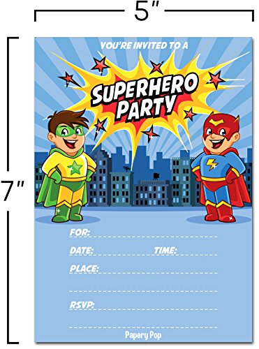 30 Superhero Birthday Invitations with Envelopes - Kids Birthday Party Invitations for Boys or Girls - Thumbnail 3