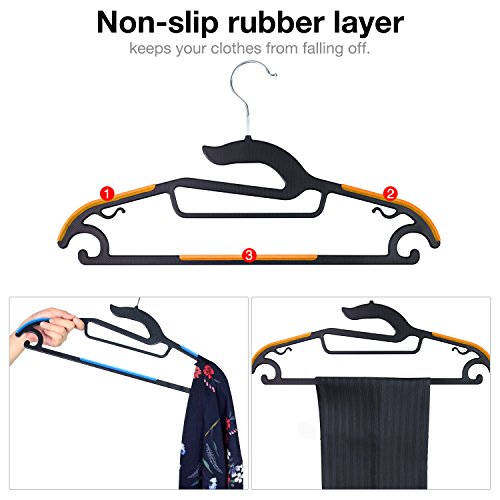 IEOKE Plastic Hangers, Clothes Hangers Light-Weight Non Slip Coat Hangers Ultra Thin Space Saving with Heavy Duty- 50 Pack (Original)