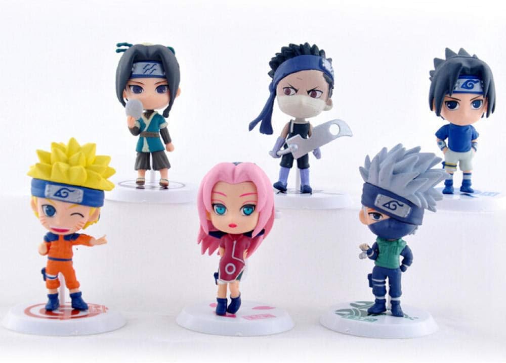 MNZBZ 6 unids/Set Naruto Uzumaki Naruto Sasuke Kakashi Figuras de