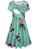 Quinee Women's Floral Short Sleeve Summer Maternity Nursing Breastfeeding Dress