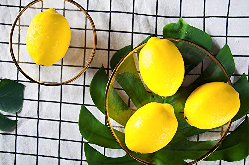 20 PCS Yellow Artificial Lemons, 3.7'' X 2.56'' Fake Fruit Lemons Artificial Lifelike Simulation Lemon for Home House Kitchen Party Decoration