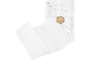 Jutieuo Vellum Jackets for 5x7 Invitations, 50 Pack Pre-Folded Vellum Paper 5x7 Wedding Invitations Jackets 115GSM Translucent Luxury Wedding Invitation Accessories
