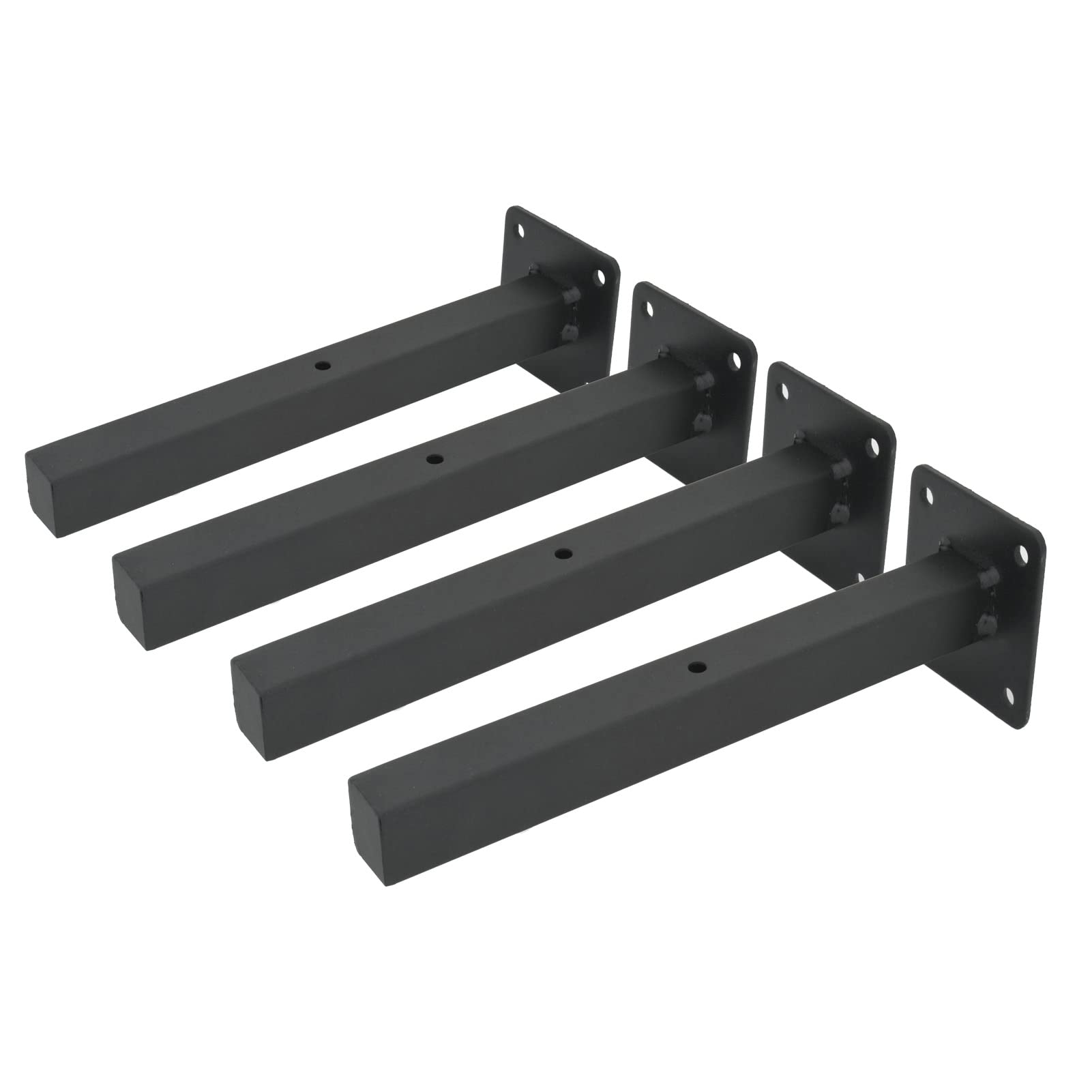 Industrial Black Floating Shelf Brackets Retro Wall Mounted Shelf Supports Includes Screws & Wall Anchors, Pack of 4 Square 6-Inch