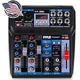 Professional Wireless DJ Audio Mixer - 6-Channel Bluetooth Compatible DJ Controller Sound Mixer w/DSP Effects, USB Audio Interface, Dual RCA in, XLR/1/4 Microphone in, Headphone Jack - Pyle PMX44T