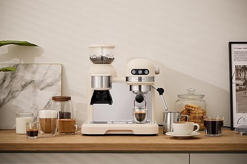 Neretva 20 Bar Espresso Coffee Machine with Grinder Steam Wand for