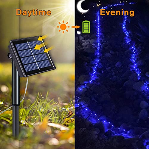 YEGUO 4 Packs Blue Solar Halloween Lights, Solar Fairy Lights Outdoor