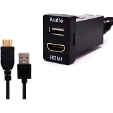 MOTONG Toyota Car USB Audio Port with HDMI Socket, Car HDMI with USB Audio Socket Port Compatible with Toyota(34 * 22MM)