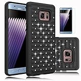 Galaxy Note 7 Case, EC™ Dual Layer Studded Rhinestone Bling Hybrid Diamond Shockproof Case Cover for Samsung Galaxy Note 7/ Galaxy Note 6/ Samsung SM-N930F (Black)