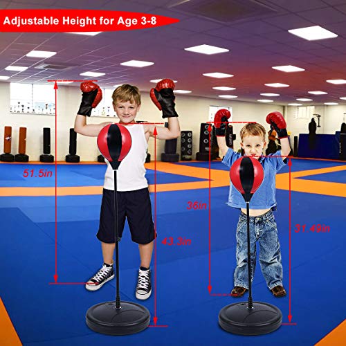 Punching Bag for Kids,Adjustable Height Boxing Bag with Stand and Boxing Gloves for Kids,Ideal