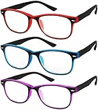 Reading Glasses Set of 3 Spring Hinge Comfort 3 Color Fashion Readers Glasses for Reading Men & Women +2