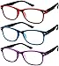 Reading Glasses Set of 3 Spring Hinge Comfort 3 Color Fashion Readers Glasses for Reading Men & Women +1.75