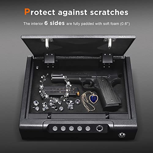 SYCEES Biometric Fingerprint Gun SafeQuick Access,100 Fingerprints,Backlit Keypad, Silent Entry