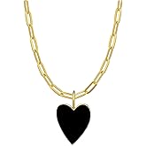 CILILI Preppy Necklace for Women, Forever Love Heart Enamel Pendant Paperclip Necklace 18K Gold Plated Jewelry Gifts