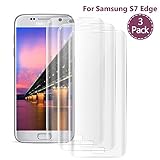 Woitech 3Pack Samsung S7 Edge Tempered Glass Screen Protector, Full Coverage, Anti-bubble, Shatterproof Film for Galaxy S7 Edge (Transparent)