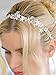 Mariell Crystal Bridal or Wedding Halo Headband with Silver Flowers, Ivory Pearls and Ivory Satin Ribbon