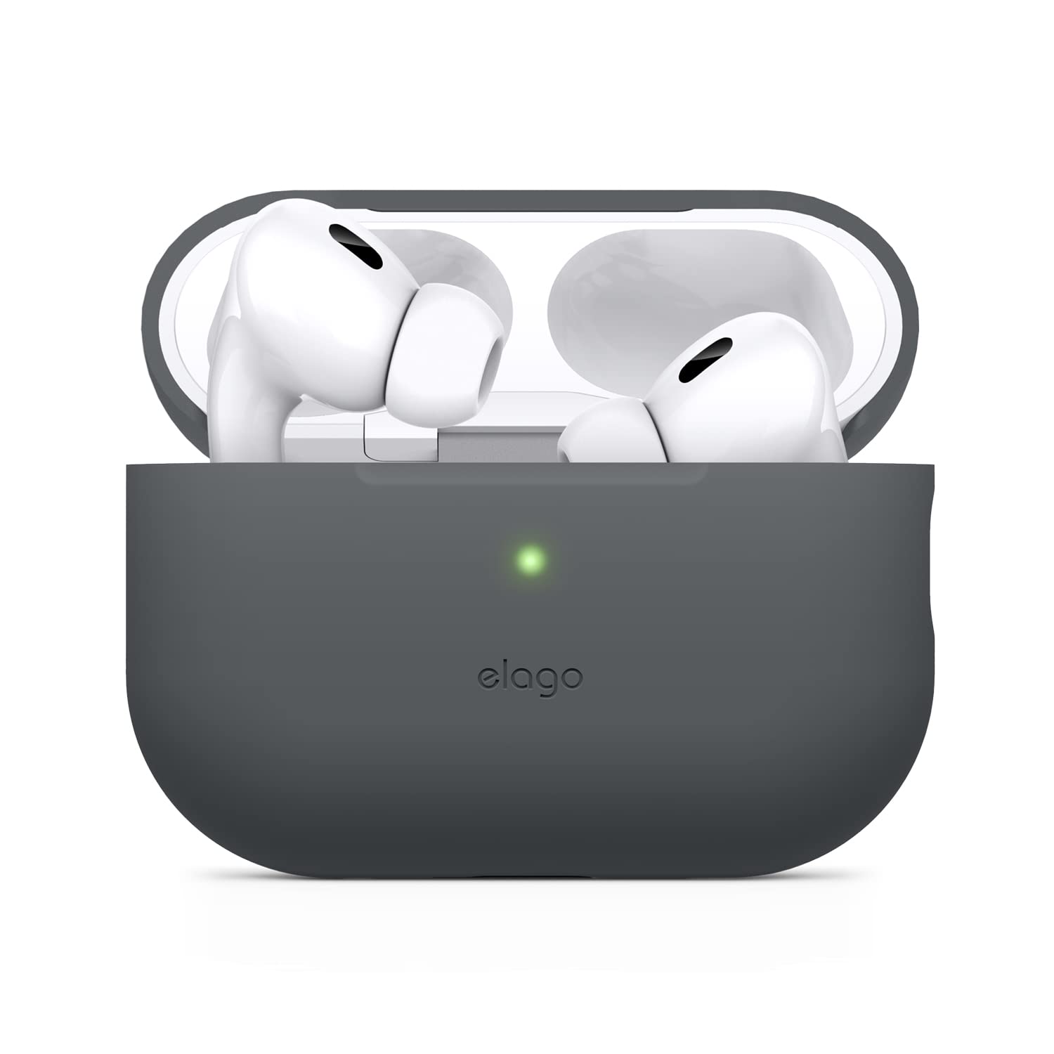 elago Silicone Case Compatible with Apple AirPods Pro 2nd Generation Case Protective Case, Front LED Visible, Supports Wireless Charging (Dark Grey)