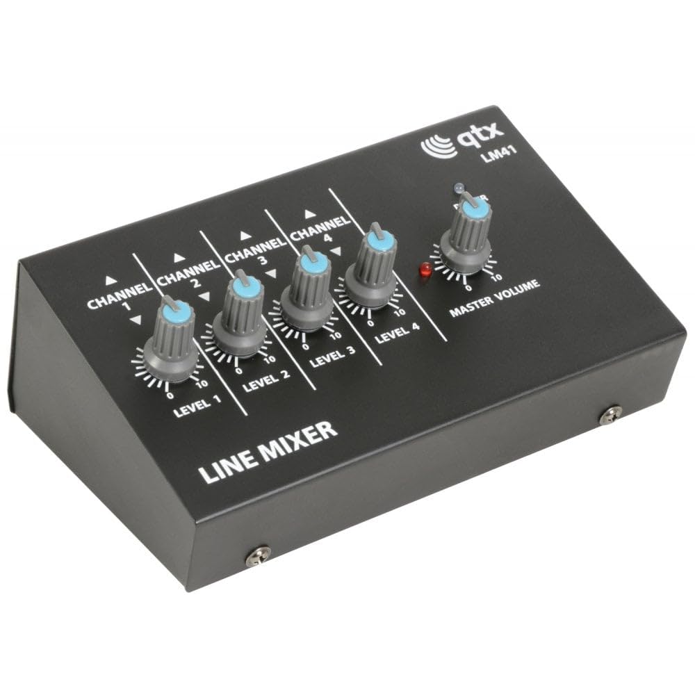 4 Mono Channel Line Level & Instrument/Microphone Mixer