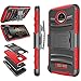 Tekcoo for Moto Z Play Case, for Moto Z Force Holster Belt, [Hoplite] Shock Absorbing [Red] Locking Clip Defender Full Body Kickstand Carrying Armor Cases Cover for Motorola Moto Z Force/Play Droid