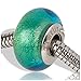Timeline Treasures Golden Teal Charm for European Charm Bracelets Lampwork Glass Stainless Steel