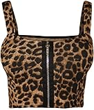 PaperMoon Women's Leopard Zip Crop Top