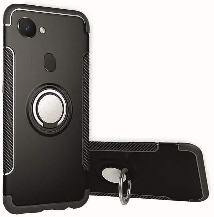 BestTalk Oppo F7 Shockproof Premium Magnetic Ring Back Cover for Oppo F7 (Magnetic Ring Case)(Black)