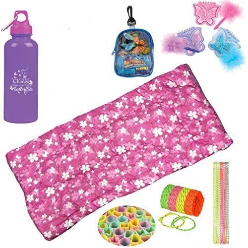 Girls Summer Slumber Surprise Unique Adventure Camping Gear Sets (Butterfly 67 Piece)