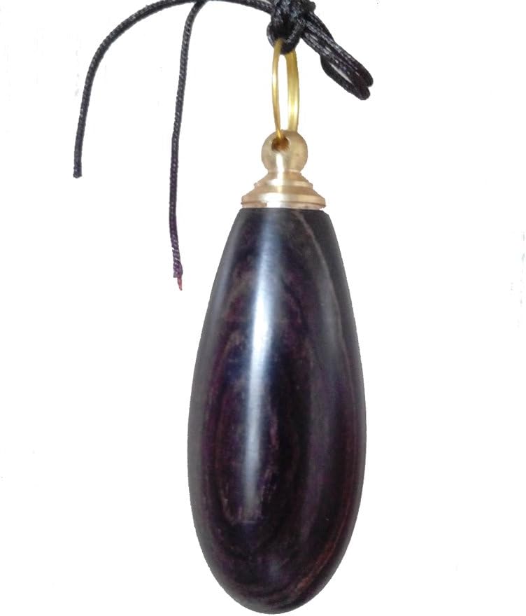Snuff Bottle with Metal Spoon Portable Vial Container Wood Ornament Drop shaped Pendant Arts and Crafts (Ebony)