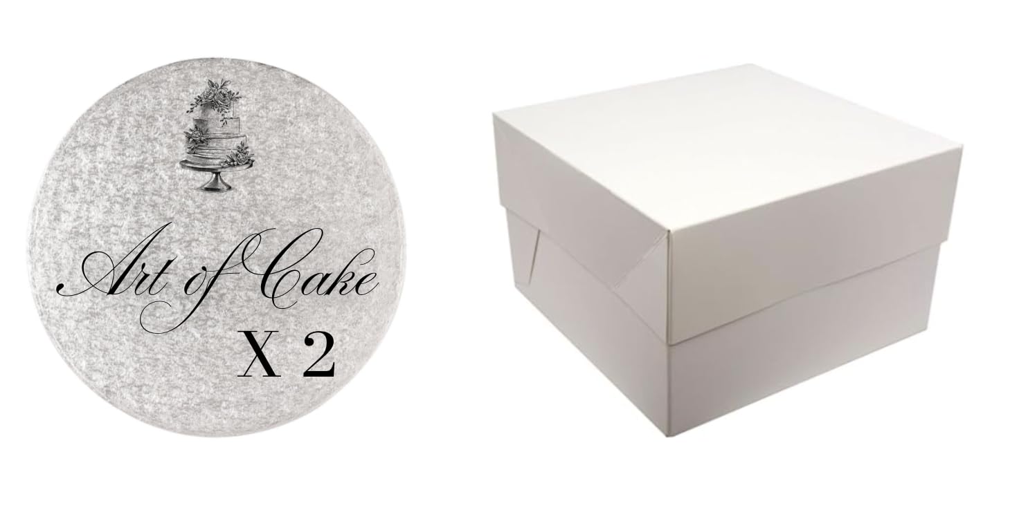 Art of Cake -12 inch Round Sillver Cake Board and Box (Pack of 2 set)