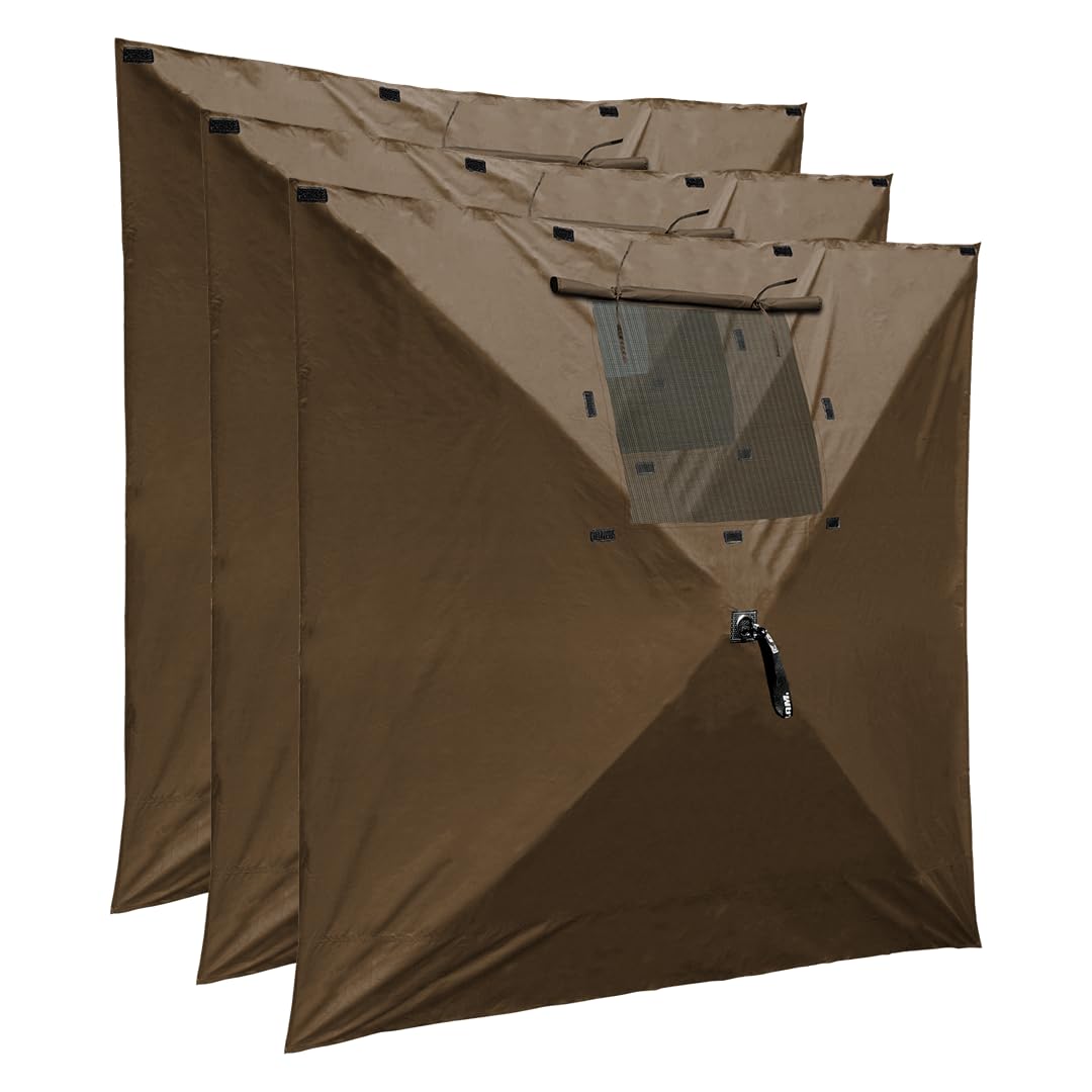 CLAM Quick-Set Wind Sun Panel Attachment for Traveler, Venture, & Escape Screen Shelter Canopy Tent, Accessory Only, Tent Not Included, Brown (3 Pack)
