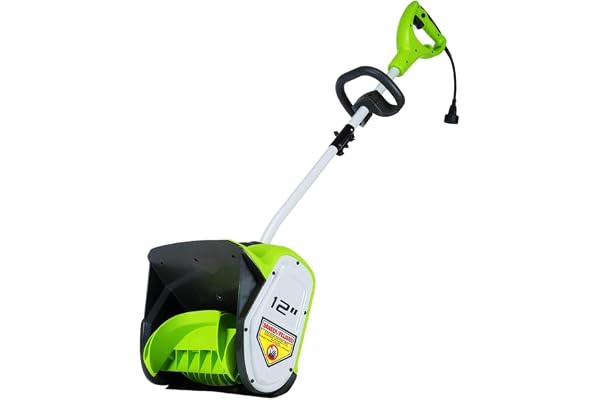Greenworks 8 Amp 12-Inch Electric Corded Snow Shovel, 20ft Throwing Distance, 12" Wide & 6" Deep Clearing, 300Lbs/Min Snow Th