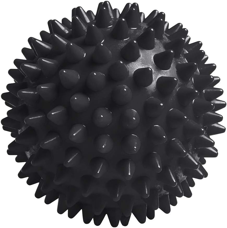 Spiky Massage Balls Stress Reflexology Trigger Point Massage - Myofasical Exercise Lacrosse Ball, PAH and Phthalates Free for Trigger Point Therapy Deep Tissue and Muscle Relief - Black