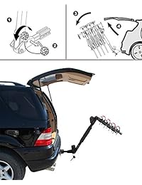 Tyger Deluxe portabicicletas para 4 bicicletas, compatible con enganche de 1 1 4 pulgadas y 2 pulgadas, con seguro para el enganche y cable de seguro, con protección acolchada suave