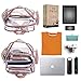 NiceEbag Clear Backpack with Cosmetic Bag & Case, Clear Transparent PVC Multi-pockets School Backpack Outdoor Bookbag Travel Makeup Quart Luggage Pouch Organizer Fit 15.6 Inch Laptop (Rose Gold)