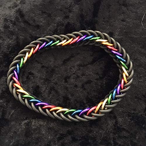 Dark Rainbow Bracelet, 6 Color Rainbow Bracelet with Black