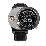 Lookatool Windproof Casual Military Quartz Watch USB Cigarette Cigar Flameless Lighter