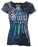 Archaic AFFLICTION Womens T-Shirt FAITH Wings Tattoo Biker UFC Sinful