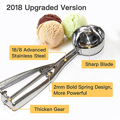 Ice Cream Scoop, JLPOW 4 Packs Stainless Steel Cookie Scoop with Trigger Release, Ice Cream Scooper, Water Melon Baller, Ideal For Scoop And Drop Cookie Dough, Cake Pops, Dipper For Fruits