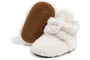 Meckior Infant Baby Boys Girls Cotton Booties Winter Fleece Warm Cozy Socks Soft Bottom Newborn Toddler First Walkers Crib Sh