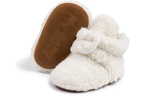 Meckior Infant Baby Boys Girls Cotton Booties Winter Fleece Warm Cozy Socks Soft Bottom Newborn Toddler First Walkers Crib Sh