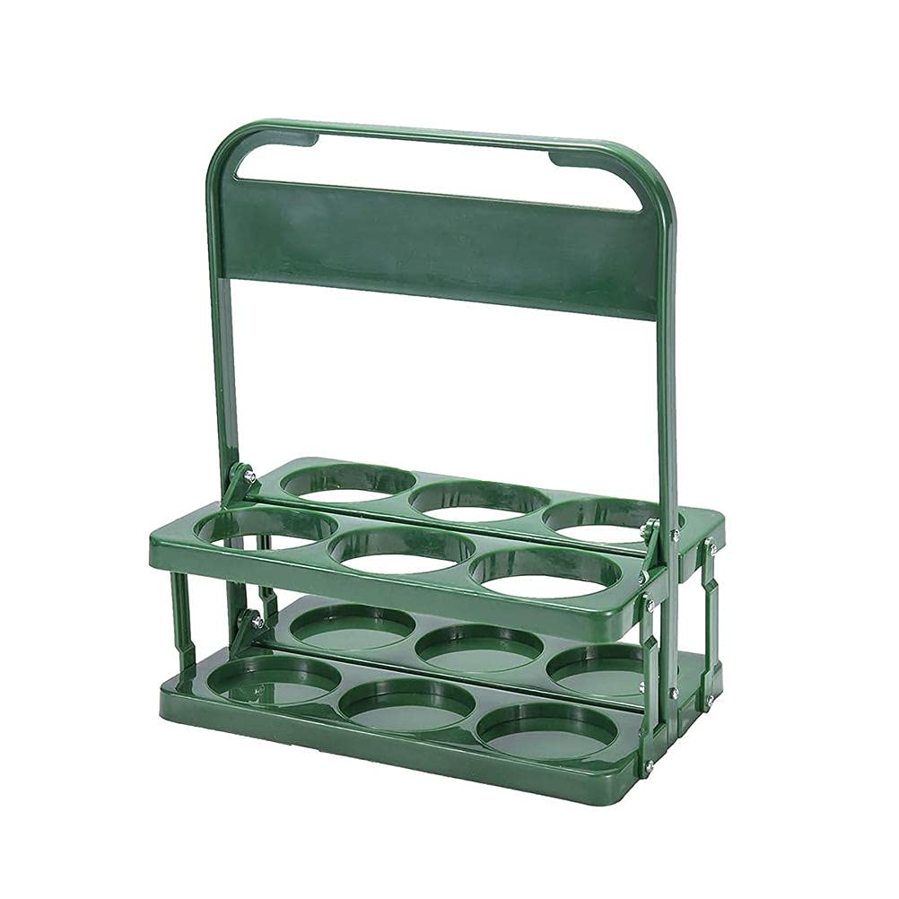 COMTERVI Bottle rack 6 compartments, plastic bottle holder Foldable Bottle basket with handle Beer rack for 6 bottles