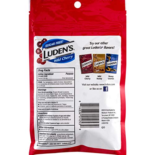 Luden's Sugar Free Wild Cherry Throat Drops - 25 Count - Image 2