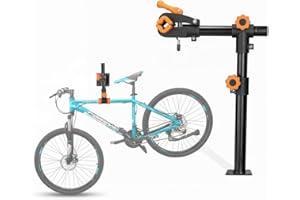 teraysun Bike Repair Stand (Max 66lbs)- Wall Bench Mount Workbench Rack Height-Adjustable 48~69cm, 360° Rotatable Clamp Fits 16''-29'' Bikes(Orange)