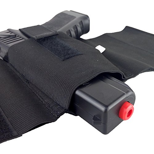 Concealed Tactical Gun Holster Stealth Elastic Wrap Carry Pistol Leg Holster Open Top Hook & Loop Secure Strap Hidden Pistol Holster fit Glock 1911 USP M92 P220 22s 25s 380s 9mms 40s and 45s Handguns